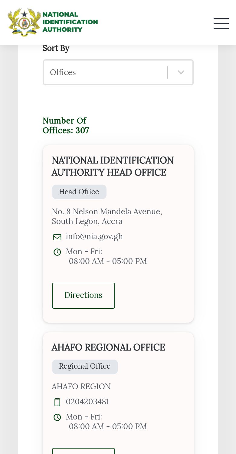 The official list of NIA offices